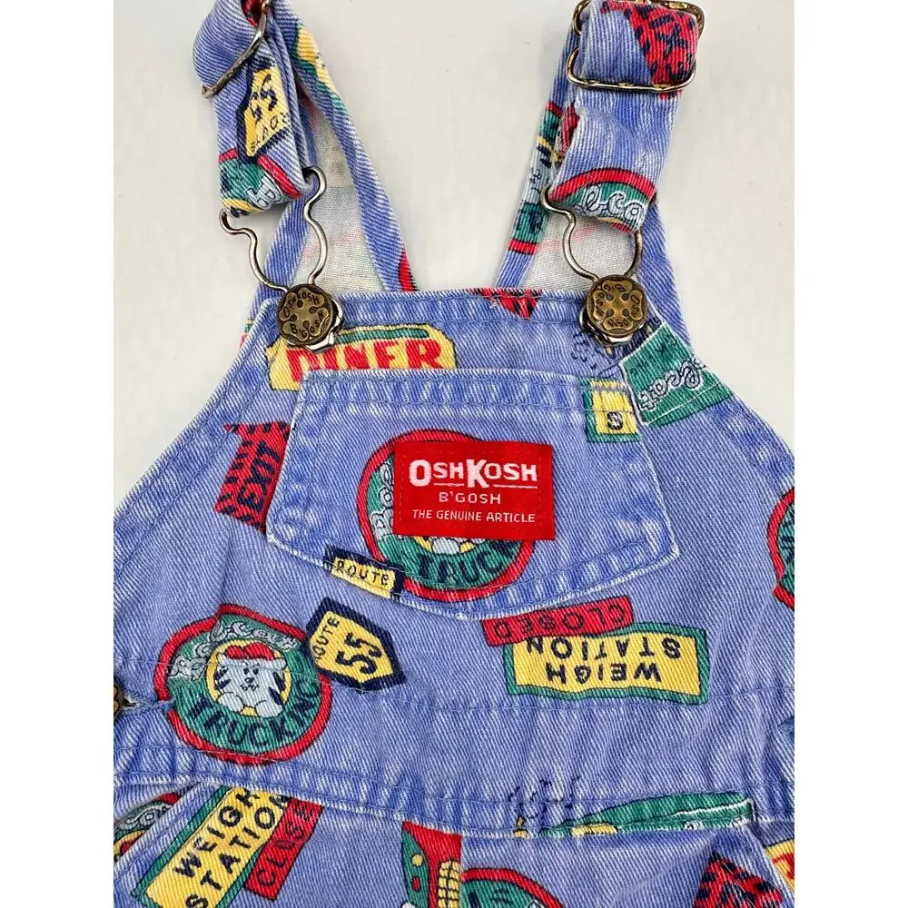 Vintage OshKosh B'Gosh Route 55 Overalls 12 Months 100% Cotton Made in USA - Picture 4 of 10